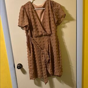 SHEIN Textured Tan Midi Dress